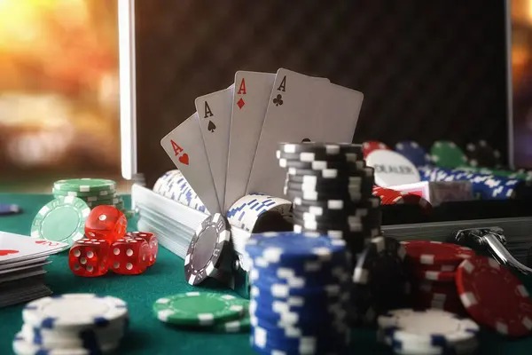Teen Patti live dealer table on erek rokok showing multi-camera studio setup with dealer and player positions